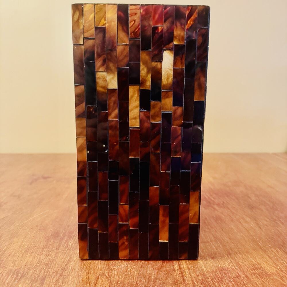 Retired PartyLite Global Ambiance P9864 Mosaic Glass Hurricane Candle Holder - Picture 1 of 6